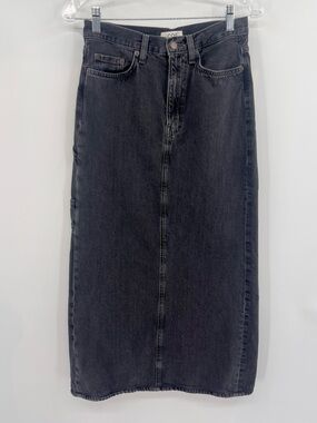 COS Black Denim Midi Skirt cargo size 4